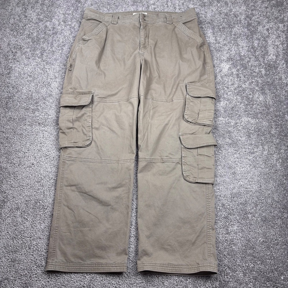 Abercrombie & Fitch Cargo Pants Womens 34/18R (36x30) Tan Wide Leg 90s Y2K Vtg